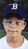 Boy wearing sports goggles
