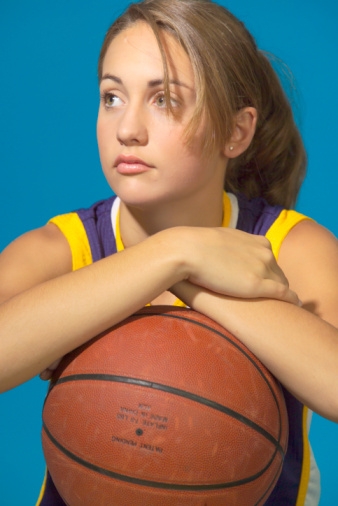 Young female with basketball