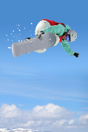 Snowboarder in flight