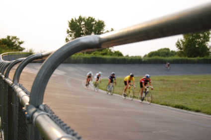 Track cyclists on velodrome