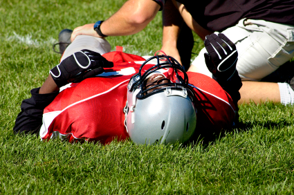Football player after concussion