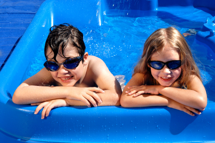 Kids in kiddie pool